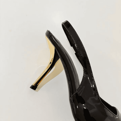 Patent Gold Buckle Slingbacks