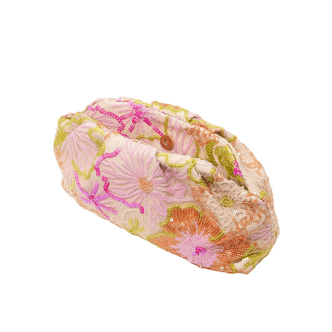 Floral Sequin Embroidered Clutch