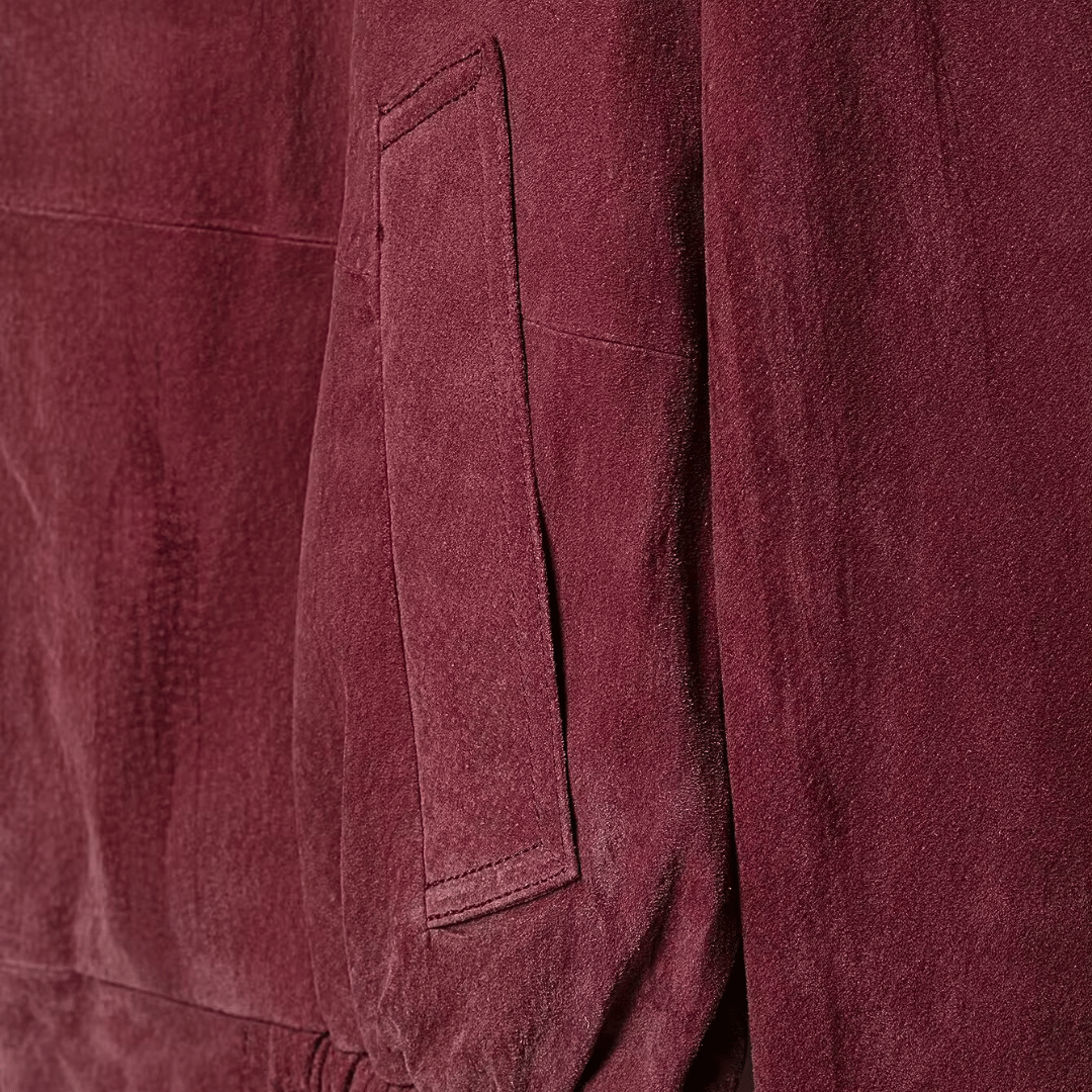 Faux Suede Bomber Jacket – High Neck Zip Up