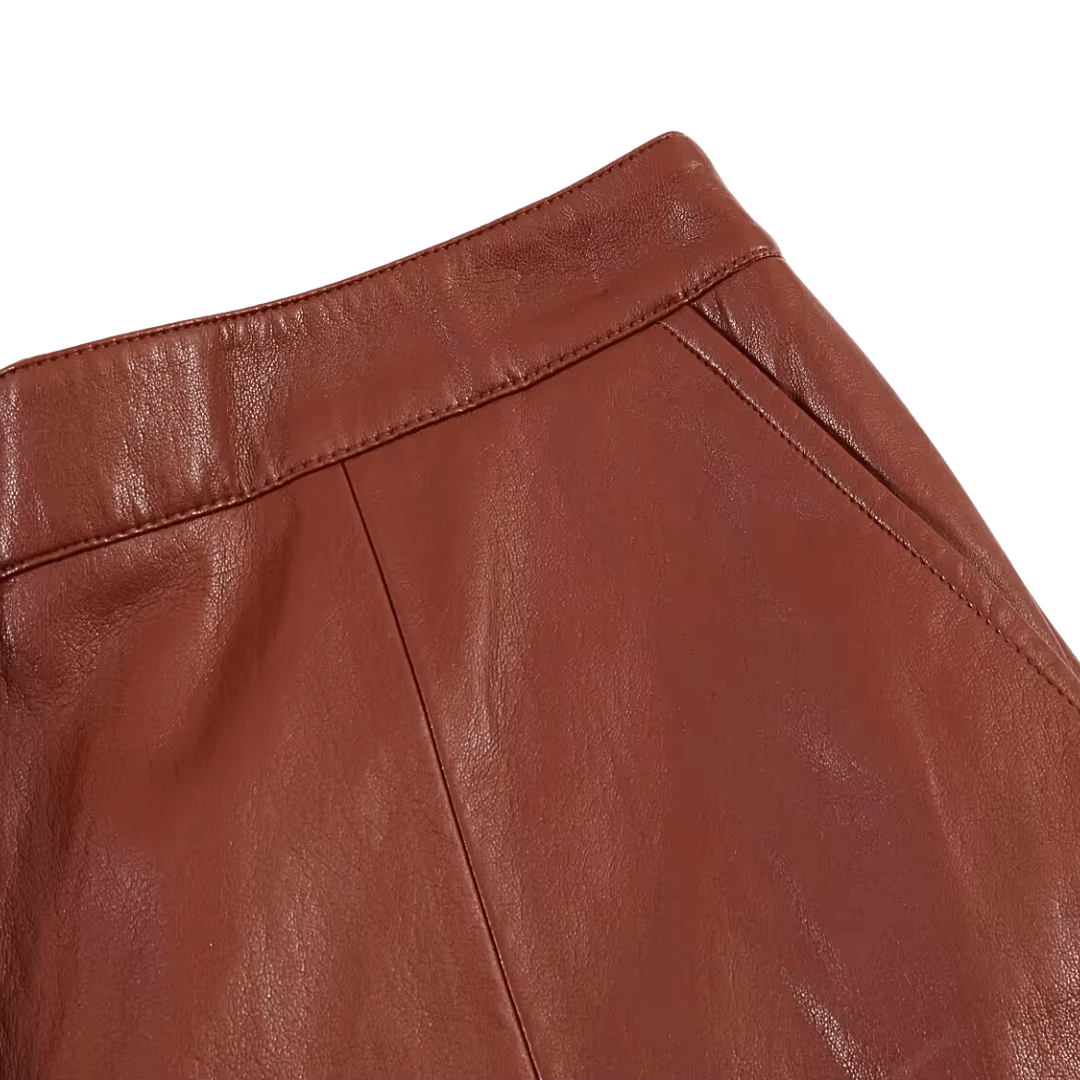 Brown Faux Leather Set – Vintage Bomber Outfit