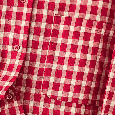 Red Plaid Oversized Shirt – Casual Check Flannel Blouse