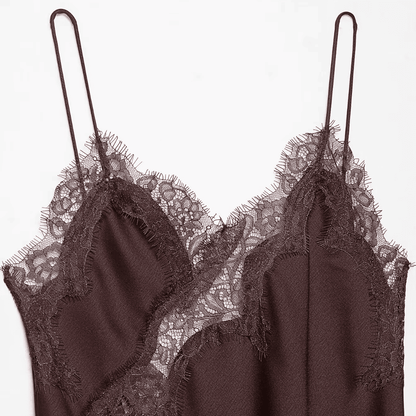 Satin Asymmetric Lace Dress