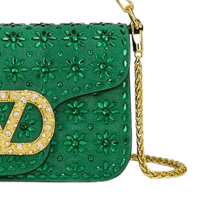 Embellished Floral Leather Handbag