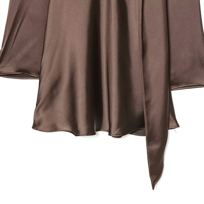 Satin Scarf Neck Mini Dress