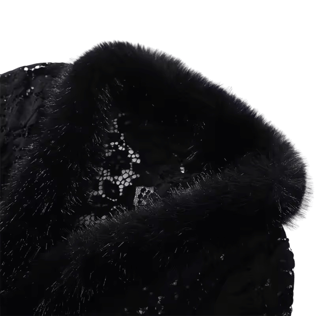 Floral Lace Faux Fur Trimmed Jacket – Gothic Glamour Outerwear
