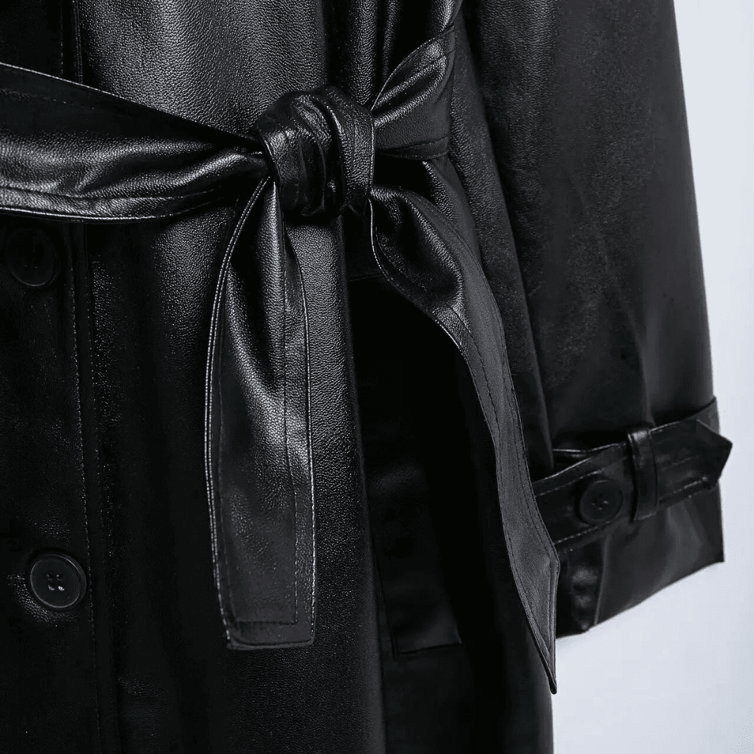 Classic Faux Leather Trench