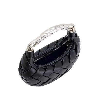 Woven Half-Moon Top-Handle Bag