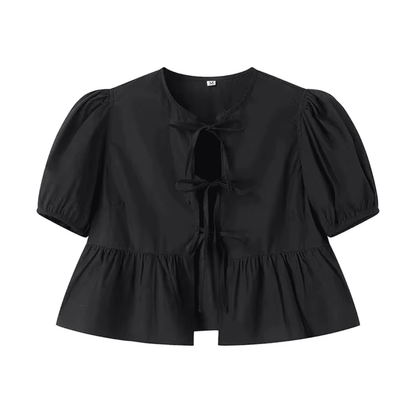 Tie-Front Peplum Blouse