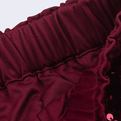 Burgunderfarbenes Paillettenpelz-Set