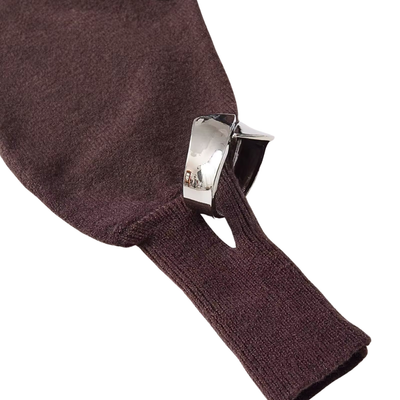 Off-Shoulder Metal Detail Knit