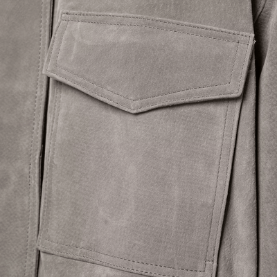 Faux Suede Utility Bomber Jacket – Grey Crop Cargo Coat