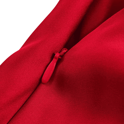 Red Satin Drape Maxi Dress