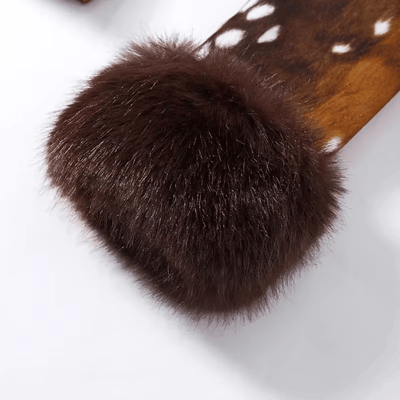 Deer Print Faux Fur Trimmed Jacket
