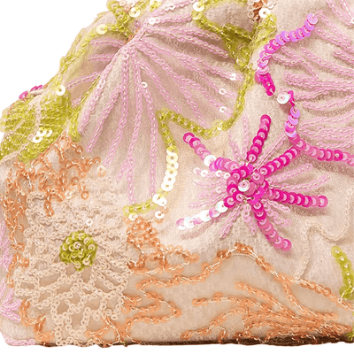 Floral Sequin Embroidered Clutch