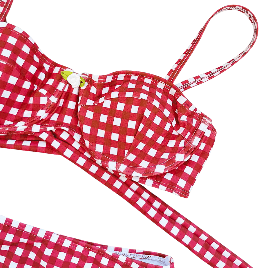 Gingham 3-Piece Swimsuit Set
