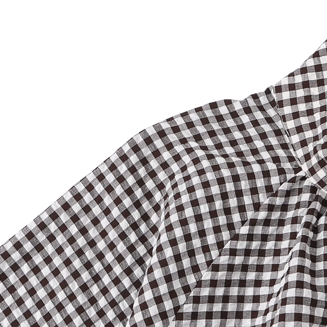 Gingham Drawstring Hem Button-Up Jacket
