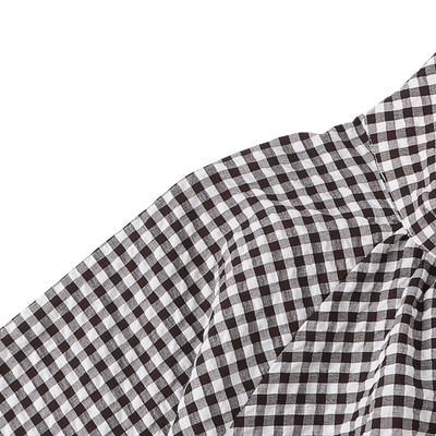 Gingham Drawstring Hem Button-Up Jacket