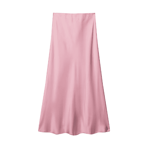 Satin High-Waisted Midi Skirt