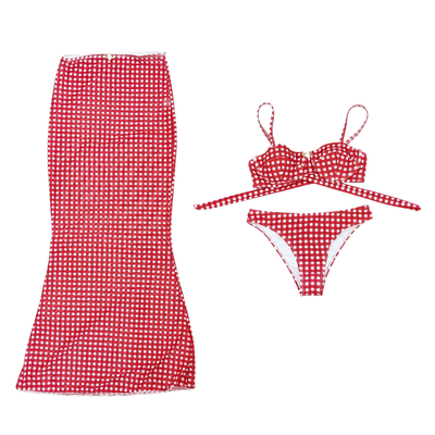 Gingham 3-Piece Swimsuit Set