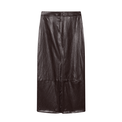 Elegant Brown Peplum Leather Set