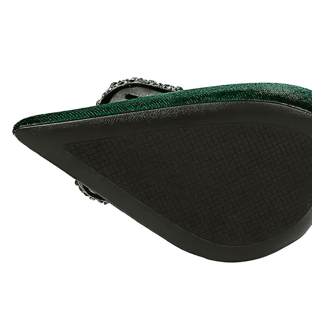 Crystal Buckle Velvet Pumps