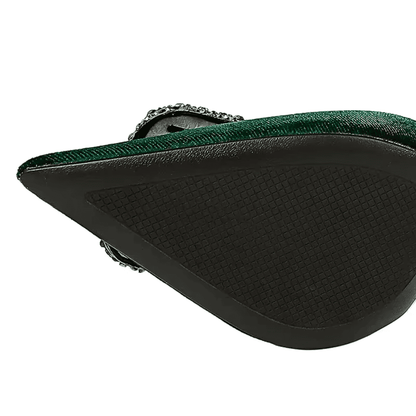 Crystal Buckle Velvet Pumps