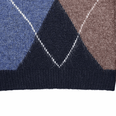 Fuzzy Argyle Sweater – Vintage Diamond Knit Pullover