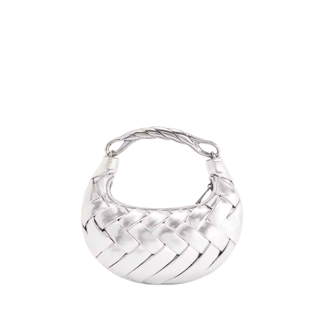 Woven Half-Moon Top-Handle Bag
