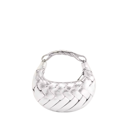 Woven Half-Moon Top-Handle Bag