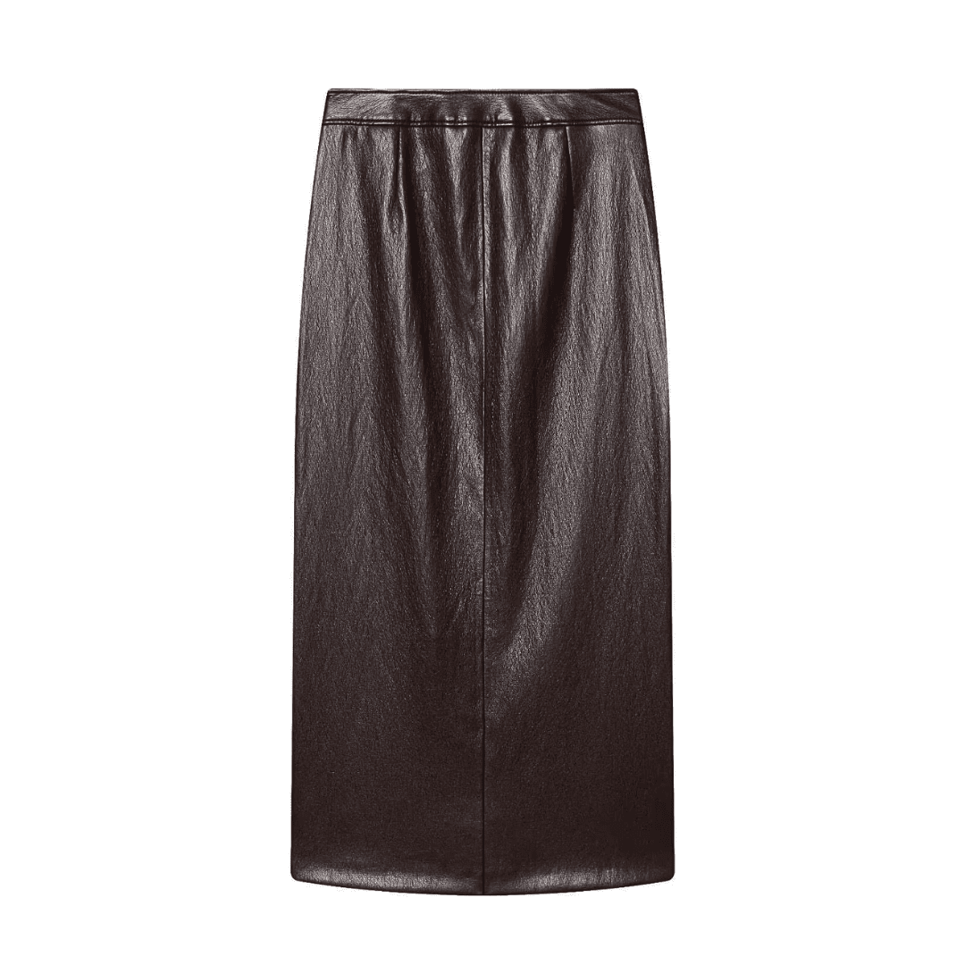 Elegant Brown Peplum Leather Set