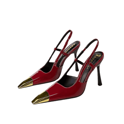Metal Toe Slingback Heels