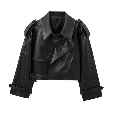 Cropped Faux Leather Jacket