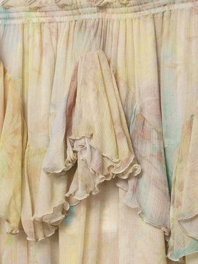 Pastel Watercolor Tiered Maxi Skirt