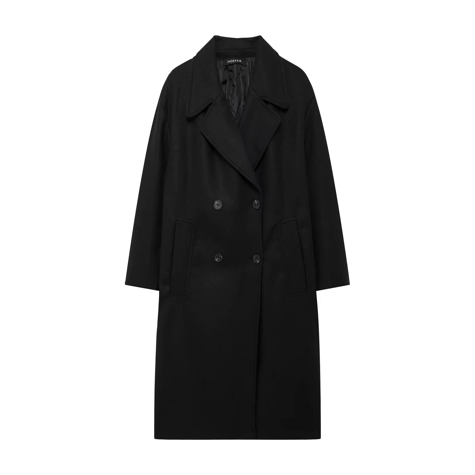 Classic Double-Breasted Wool Blend Coat