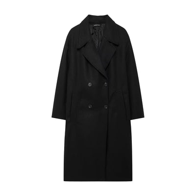 Classic Double-Breasted Wool Blend Coat