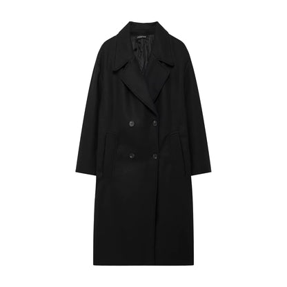 Classic Double-Breasted Wool Blend Coat
