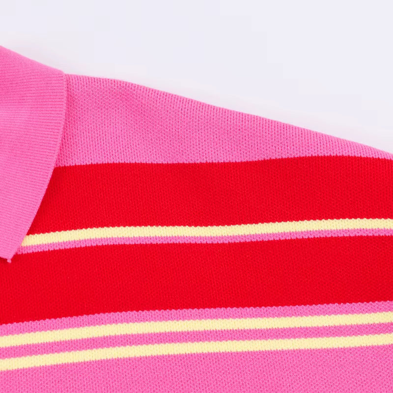 Striped V-Neck Knit Sweater