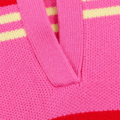 Striped V-Neck Knit Sweater