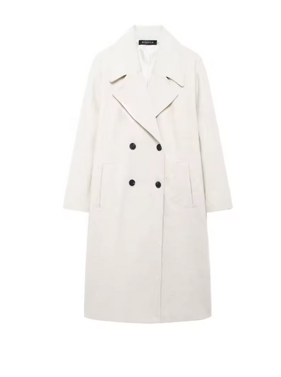 Classic Double-Breasted Wool Blend Coat