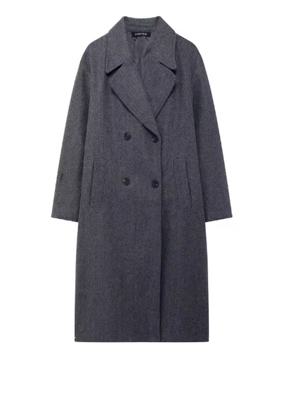 Classic Double-Breasted Wool Blend Coat