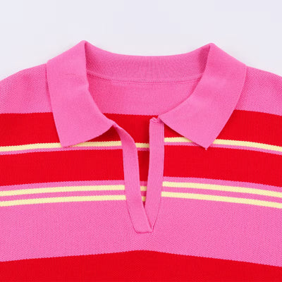 Striped V-Neck Knit Sweater