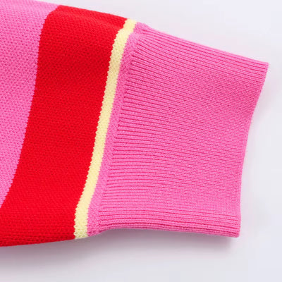 Striped V-Neck Knit Sweater