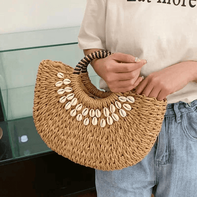 Boho Seashell Straw Bag - Glowletix Inc.