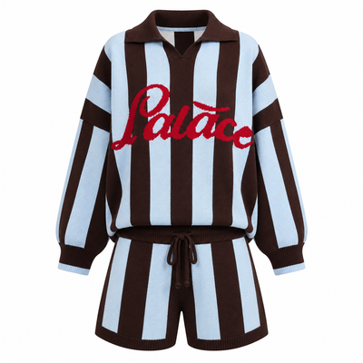 Striped Knit Polo Shorts Set – Palace Script Co-Ord