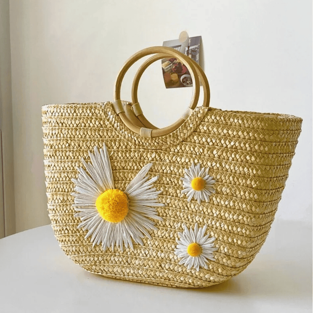 Daisy Straw Beach Bag - Glowletix Inc.