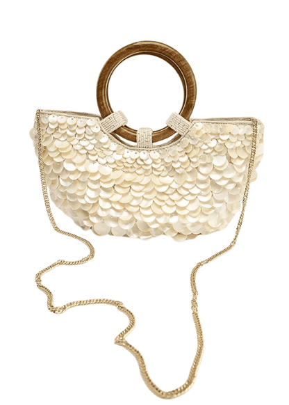 Pearl & Seashell Woven Handbag - Glowletix Inc.