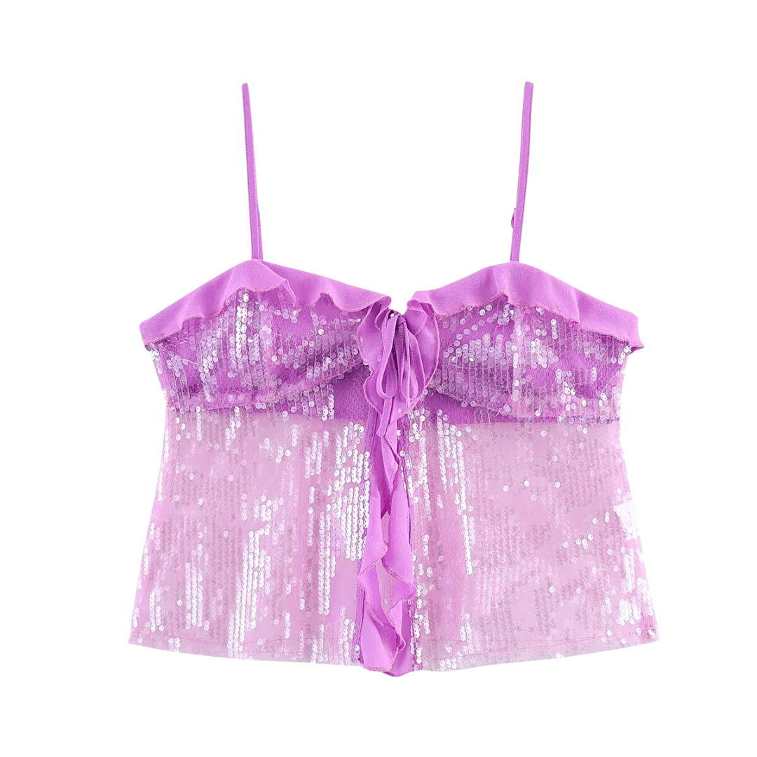 Sequin Tie - Front Cami Top - Glowletix Inc.