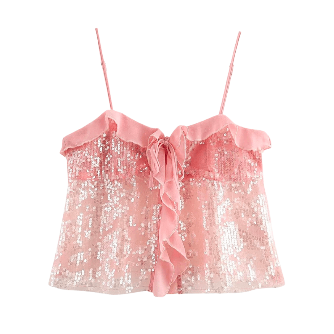 Sequin Tie - Front Cami Top - Glowletix Inc.