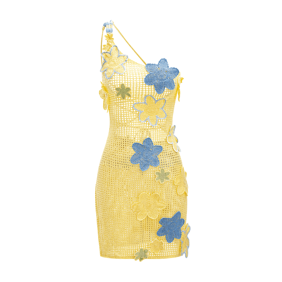 Sunny Bloom Crochet Mini Dress - Glowletix Inc.